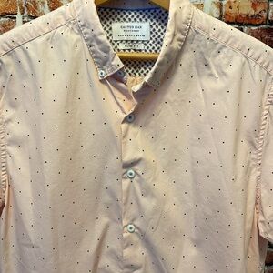 Cactus Man by Ricky Singh pink polka dot shirt mens large Short Sleeve slim fit